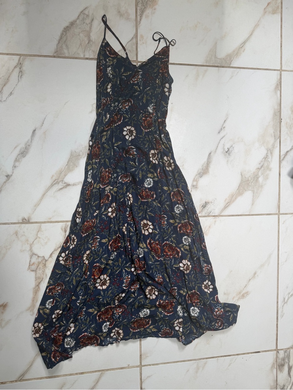 Abercrombie & Fitch Navy Floral Spaghetti-Strap Maxi Dress